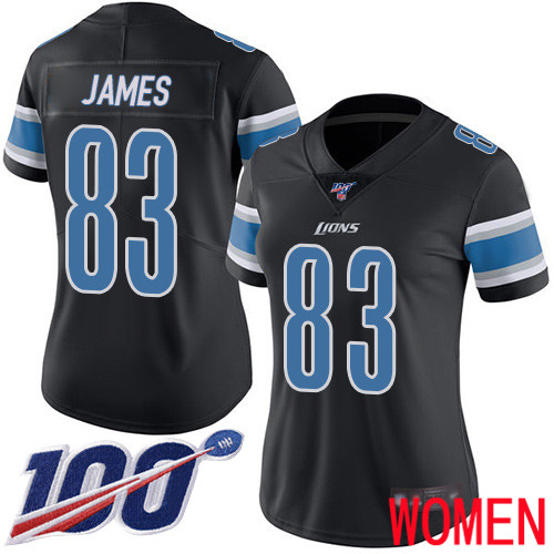 Detroit Lions Limited Black Women Jesse James Jersey NFL Football #83 100th Season Rush Vapor Untouchable